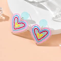Mode Bunte Transparent Herz-förmigen Kontrast Farbe Einfache Ohrringe