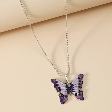 Vintage Alloy Insect Diamond Drop Oil Colorized Butterfly Pendant Necklace's discount tags