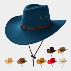Cowboy Fedora Hat Big Brim Cowboy Hat Suede Outdoor Sun Hat Men's Riding Hat