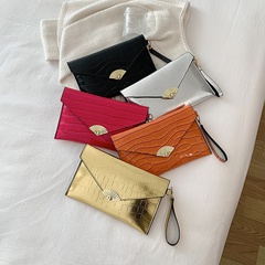Crocodile Pattern Solid Color Envelope Package New Fashionable Simple Small Women Bag