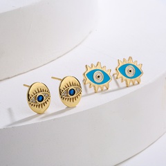 Fashion Evil Eyes Ear Studs Women's New Gold-Plated Micro Inlaid Zircon Copper Earrings