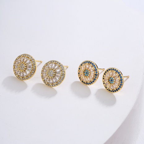 New Fashion Geometric Copper Plating 18K Gold Micro Inlaid Zircon Ear Studs's discount tags
