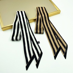 Ladies Lengthened New Mixed Color Stripe Ribbon Small Scarf Wholesale