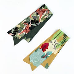 Nueva bufanda pequeña con cinta puntiaguda para mujer con estampado de tigre Animal de la selva de dibujos animados