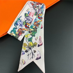 New Colorized Butterfly Flower Printed Lady Ribbon Headband Small Scarf Wholesale