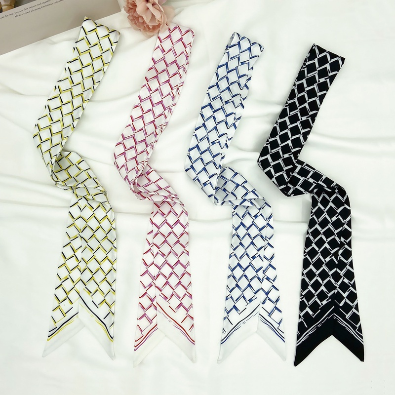 Spring New Geometric Square Womens Extended Scarves Ribbon Small Scarf Gift