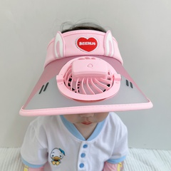 Baby Topless Sommer Wiederaufladbare Lüfter Sun-Proof Große Krempe Farbverlauf Transparent Hut