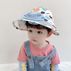 Children's Non-Leakage Big Brim Sun-Proof Boys and Girls Cute Cartoon Pattern Wide Brim Hat