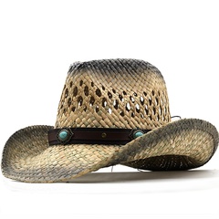 Moda nuevo sombrero de vaquero de paja lacado pintado hombres y mujeres sombrero de sol al aire libre