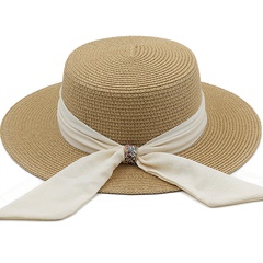 Mode Rétro Chapeau De Paille Soleil Protection Balnéaire Plage Chapeau Femelle D'été Grand Bord