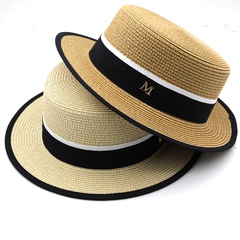 Moda femenina verano playa al aire libre playa a prueba de sol sombrero de paja tapa plana