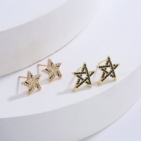 Moda 18K chapado en oro circonio estrella forma geométrica cobre pendientes de perno prisionero's discount tags