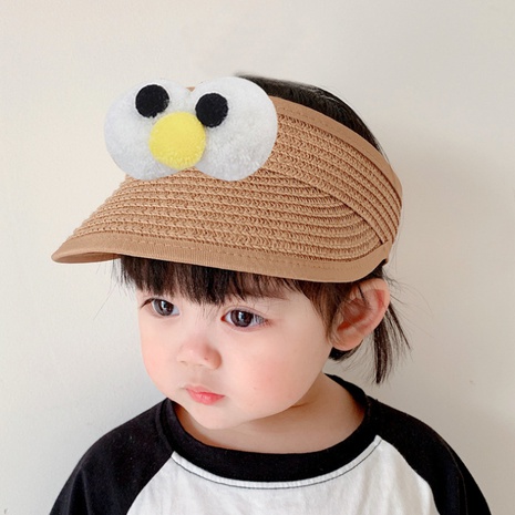Cute Children's Topless Peaked Sun-Proof Big Eyes Straw Sun Hat's discount tags