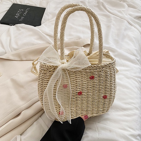 Women's Summer 2022 New Fashion Portable Bucket Bag Woven Scarf Beach Bag's discount tags