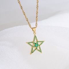New Fashion Copper Plating 18K Gold Zircon Five-point Star Pendant Necklace