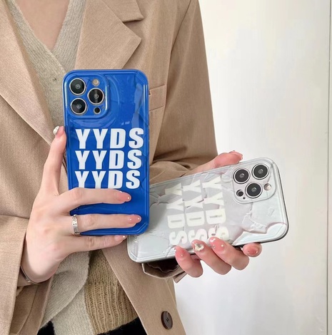 fashion Pleated pattern Gray Blue English Letters Iphone12 pro max mobile Phone Case's discount tags