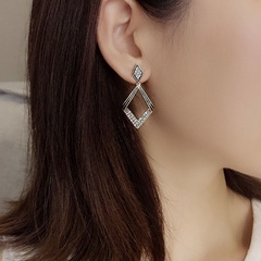 Mode Zarte Geometrische Diamant Zirkon Intarsien Anhänger Lange Ohrring