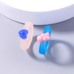 Mode Niedlichen Candy Rosa Mini Bär Blau Herz Form Harz Ring
