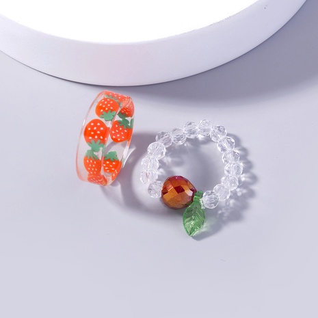 Neue Mode Obst Kristall Erdbeere Frauen Geometrische Harz Ring's discount tags