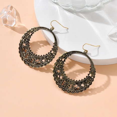 Fashion Simple Retro Geometric Circle Hollow Pattern Vintage Acrylic Earrings's discount tags