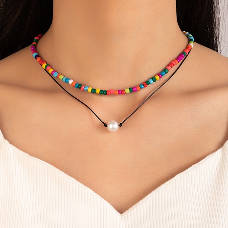 Ethnische Stil Perle Saiten Perlen Multi-Schicht Braid Seil halskette's discount tags