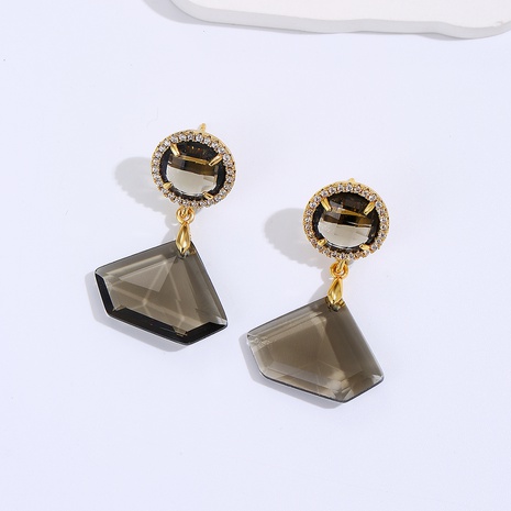 Elegant Geometric Copper Drop Earrings Gold Plated Zircon Copper Earrings 1 Pair's discount tags