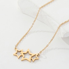 Fashion Stainless Steel 18K Gold Plating Star Shaped Pendant Three-Dimensional Necklace
