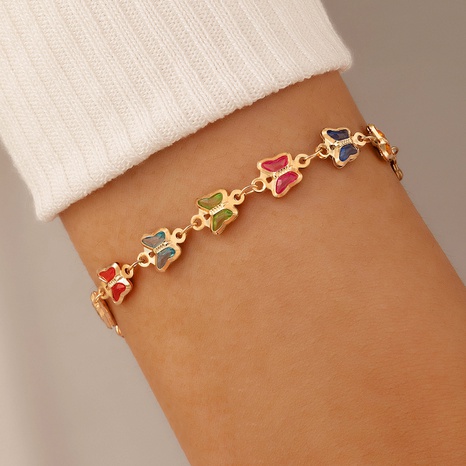 Fashion Geometric Animal Color Diamond Butterfly Single Layer Bracelet's discount tags