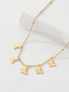 Fashion Stainless Steel Plated 18K Golden Butterfly Bead Necklace Pendant