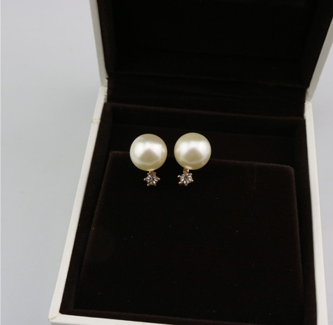 Adorables pendientes incrustados de diamantes de imitación simples de perlas de moda para mujer's discount tags