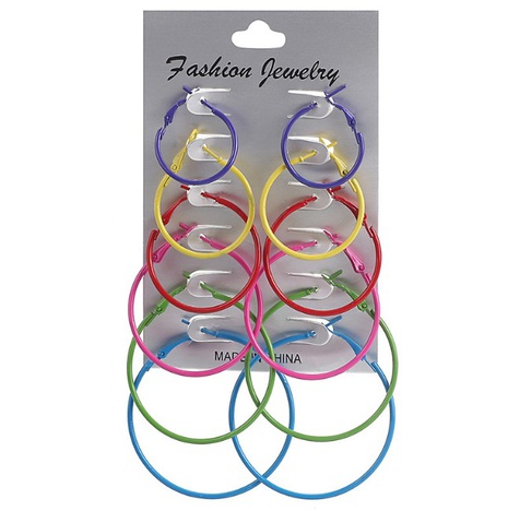 Fashion New Multicolor Size 6 Pairs Set Round Stainless Steel Earrings's discount tags