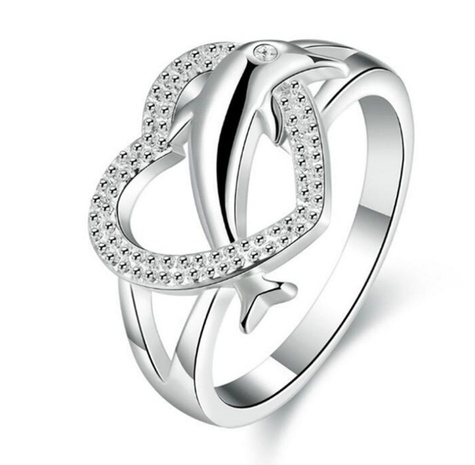Moda lindo pequeño delfín Corazón en forma de anillo de aleación de las mujeres's discount tags