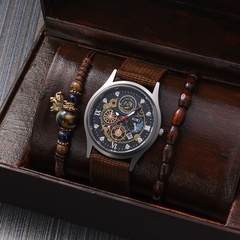 Reloj de pulsera de ocio para hombre, reloj de cuarzo deportivo con correa de nailon tejido de estilo retro