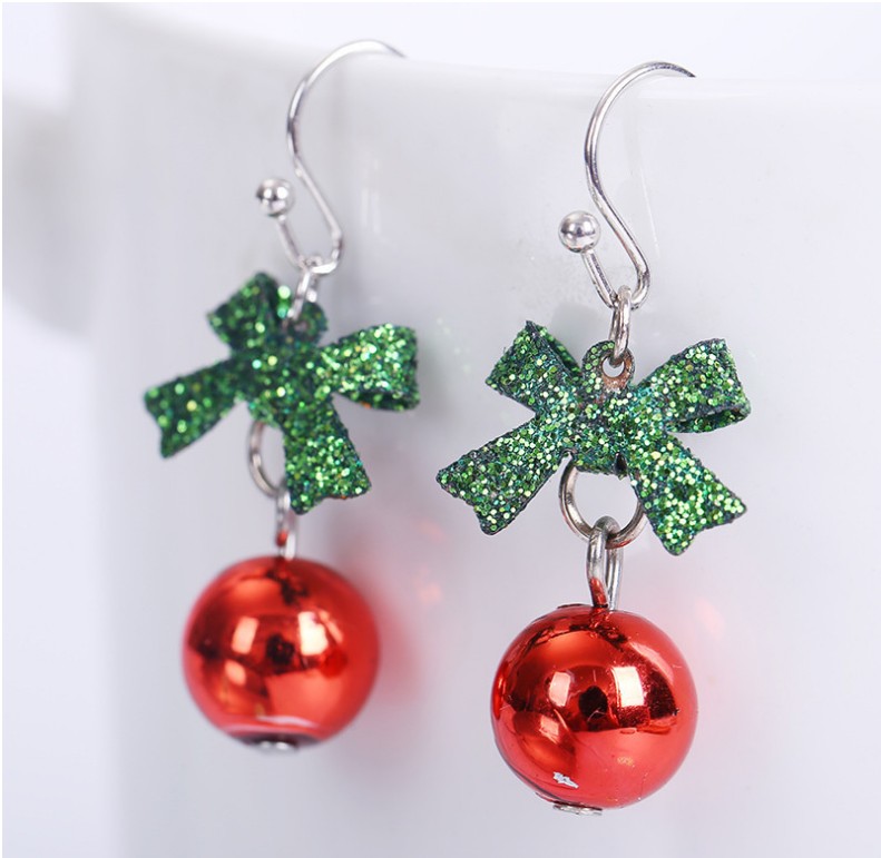 Fashion Cute Sweet Glitter Bow Red Bead Alloy Earringspicture1
