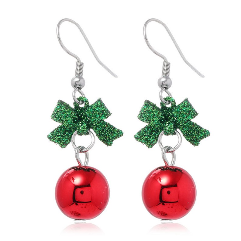 Fashion Cute Sweet Glitter Bow Red Bead Alloy Earringspicture2