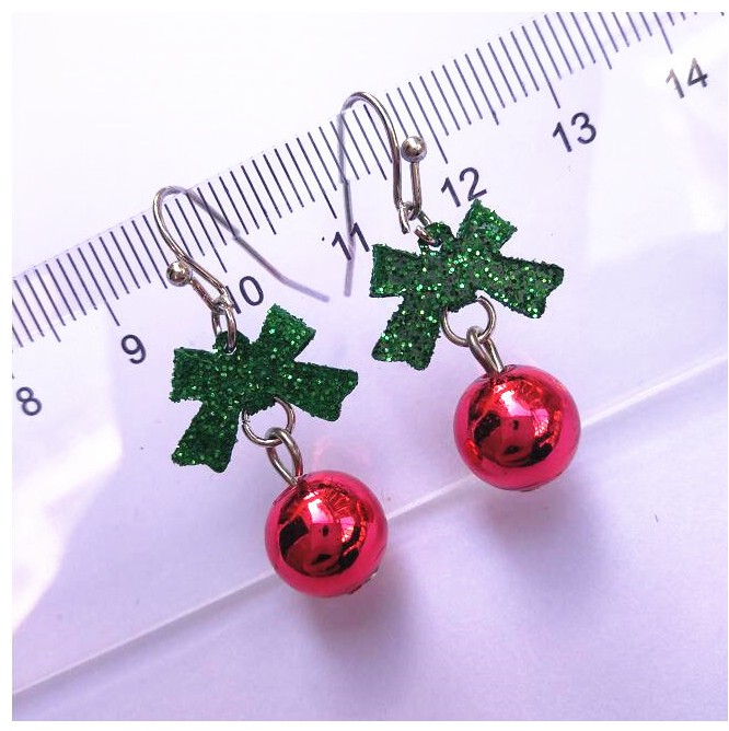 Fashion Cute Sweet Glitter Bow Red Bead Alloy Earringspicture7