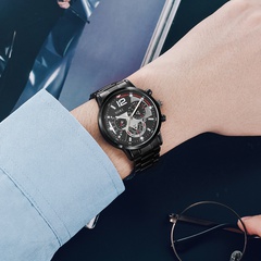 Men's Business Fashion Outdoor Three-Eye Watch Steel Belt Quartz Watch