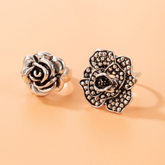 Fashion Rose Three-Dimensional Flower Alloy Ring Two-Piece Set
