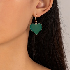 Einfache stil Grün Tropft Öl Herz Geometrische Legierung anhänger Ohrringe