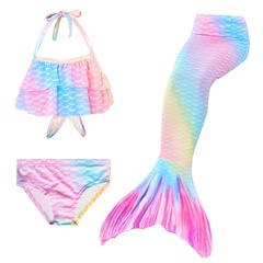 Kinder Meerjungfrau Badeanzug Meerjungfrau Schwanz Strand Urlaub Badeanzug Farbe Riemen dreiteiliges Set