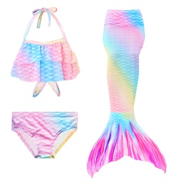Childrens Mermaid Swimsuit Mermaid Tail Beach Vacation Swimwear Color Strap ThreePiece Setpicture6