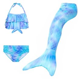 Childrens Mermaid Swimsuit Mermaid Tail Beach Vacation Swimwear Color Strap ThreePiece Setpicture10