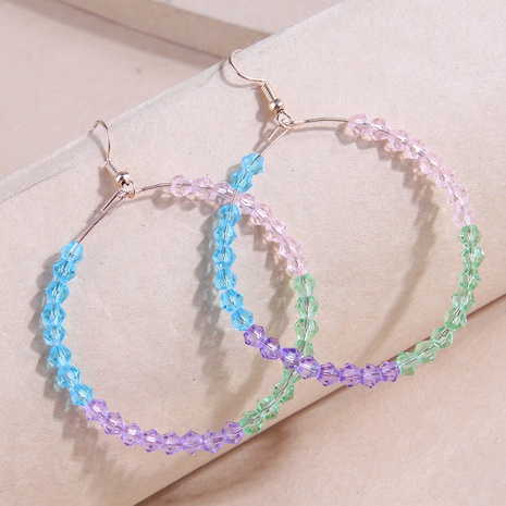 Multicolore Couleur Cristal Perles Concise Cercle Boucles D'oreilles's discount tags