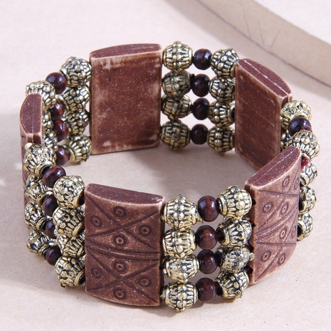 Fashion Bohemian National Style Wooden Simple Wide Bracelet's discount tags