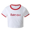 Womens Clothing 2022 Summer Baby Girl English Letters SlimFit Short Sleeved Tshirtpicture8