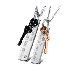 Valentine's Day Gift fashion Titanium Steel key letter pendant Necklace