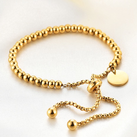 Nouveau style 18k Or plaqué perles titane Acier Réglable Bracelet's discount tags