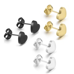 simple style titanium Steel Heart shape stud earrings