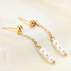 Neue Stil Edelstahl 18K Gold überzogene intarsien zirkon perle kette anhänger Ohrringe
