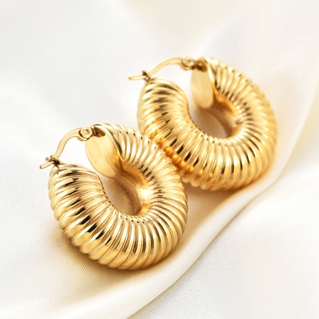 Fashion 18K Gold plated Circle ear buckle titanium steel earrings's discount tags